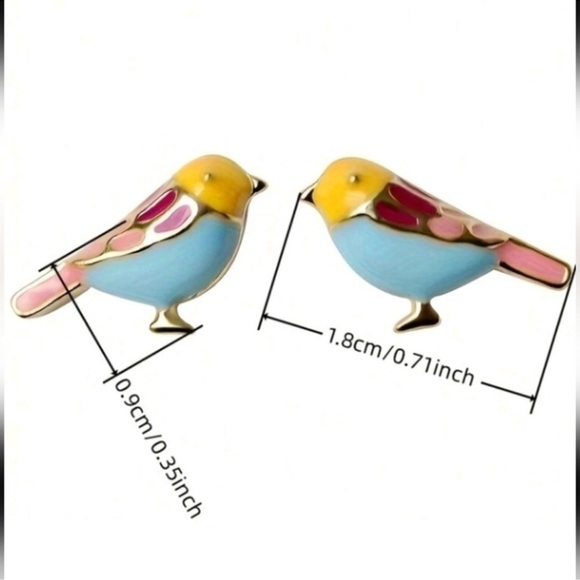 Petite Love Birds Enamel Stud Earrings - Picture 3 of 3